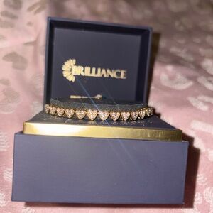 Brilliance  Gold Heart Tennis Bracelet